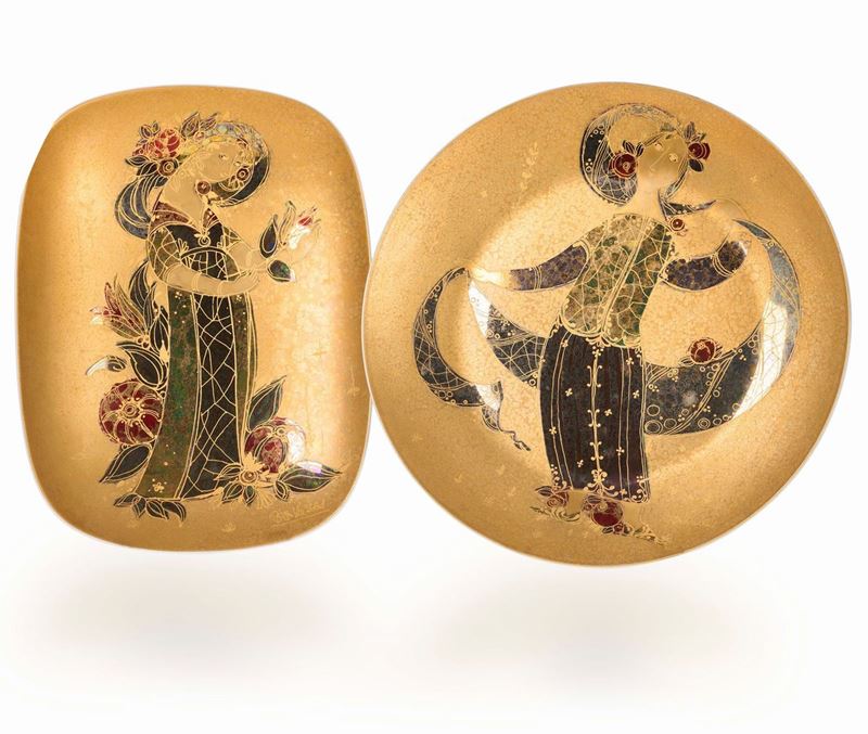 Due piatti “Scheherazade” Germania, Manifattura Rosenthal, 1985 circa Designer Bjorn Wiinblad (1918-2006)   - Asta L'Art de la Table - Cambi Casa d'Aste
