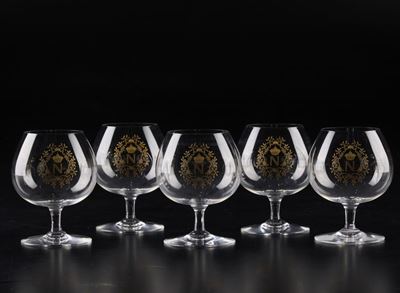 Cinque Calici da Cognacfrancia, Manifattura Baccarat, Seconda Metà del XX Secolo