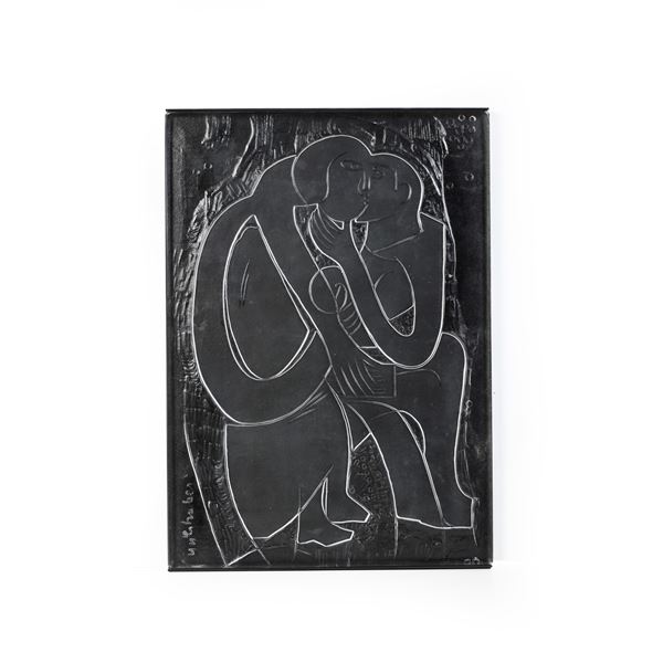 Lastra “La coppia”. Germania, Manifattura Rosenthal, 1981. Design di Helmut Andreas Pauk Grieshaber (1909-1981).