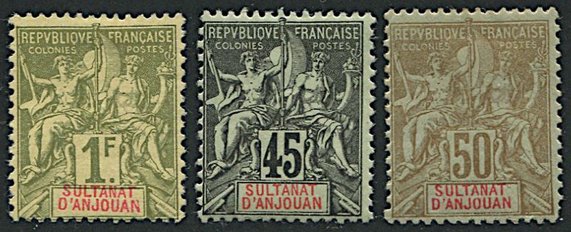1892/99, Anjouan, set of thirteen  - Auction Philately - Cambi Casa d'Aste