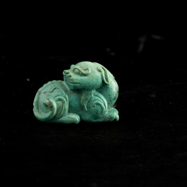 Snuff bottle turchese a foggia di animale fantastico, Cina, Dinastia Qing, XIX secolo