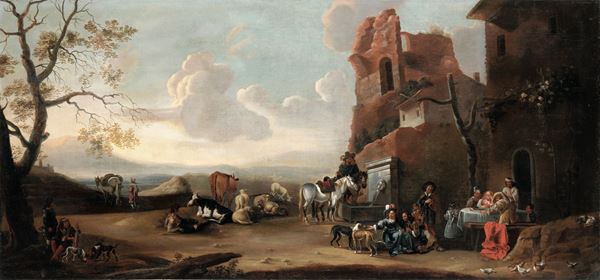 Scuola olandese del XVIII secolo La sosta dei viandanti