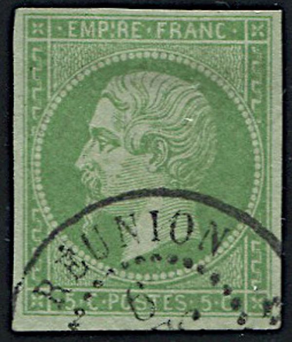 1871, French Colonies, 5 cent. yellow green