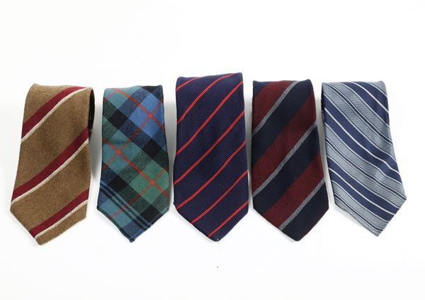 Lotto di 5 cravatte vintage di artigiani di cui una in cachemire