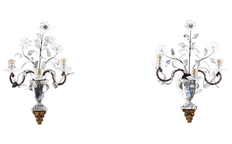 Coppia di appliques in metallo, cristallo e cristallo di Rocca?  - Auction Italian Mansions - Cambi Casa d'Aste