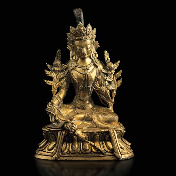 A gilt bronze Buddha, China, Qing Dynasty