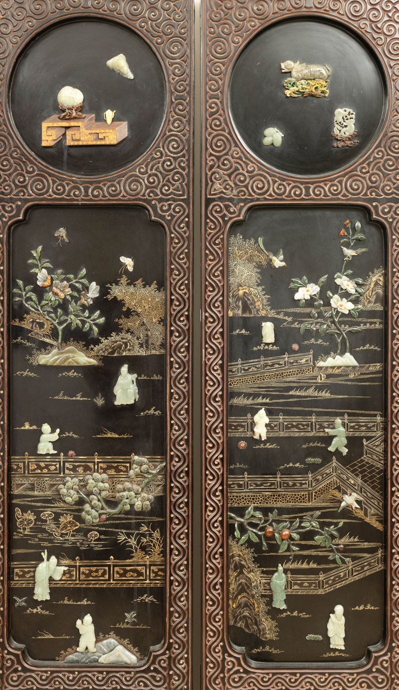 「数量限定 在庫処分セール」 wood lacquered six-fold A screen, Auction - 1800s China, アート・デザイン・音楽