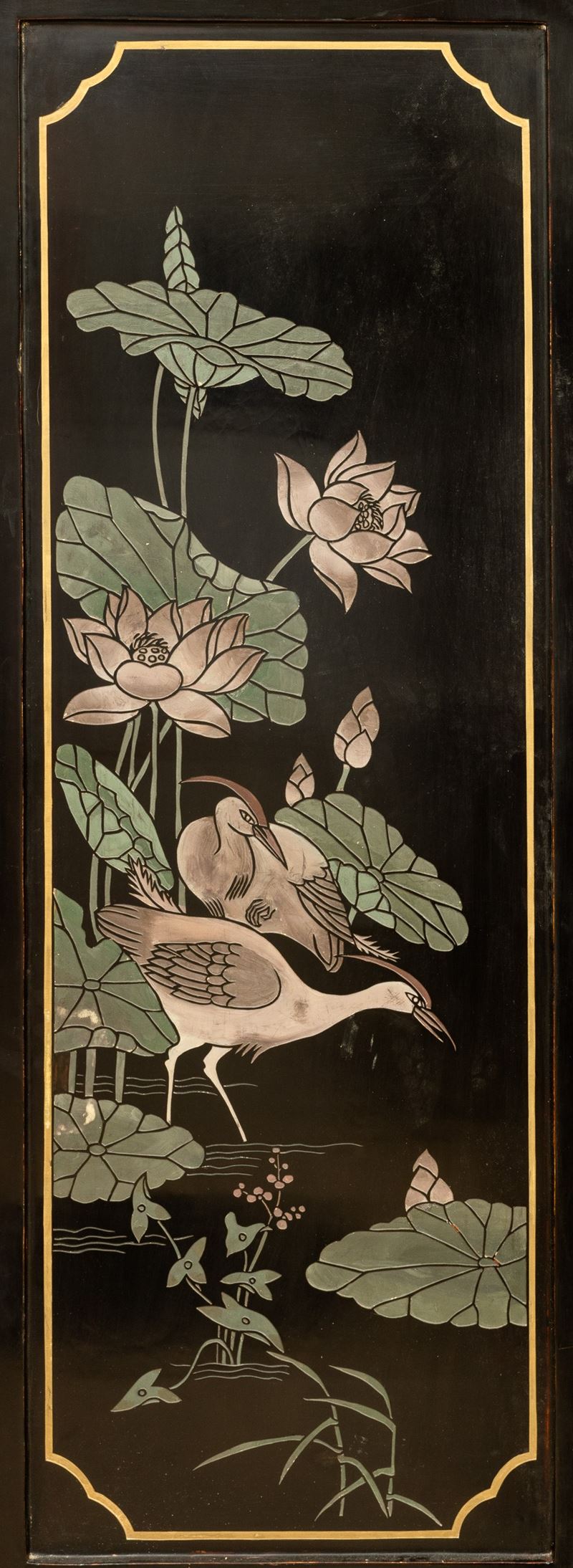A six-fold lacquered wood screen, China, 1800s - Auction