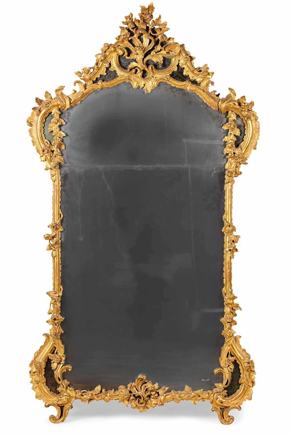 Specchiera in legno intagliato e dorato, Genova XVIII-XIX secolo