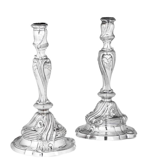 Two candle holders, Genoa, 1770