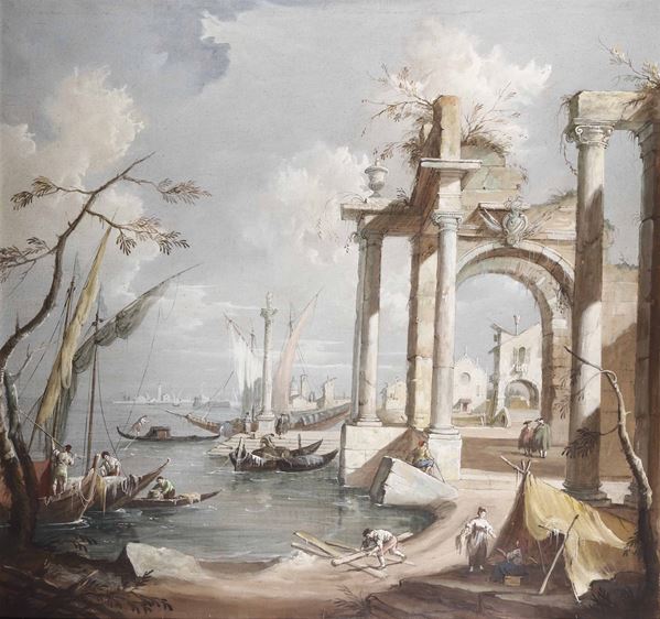Seguace di Guardi, XIX secolo Capriccio veneziano