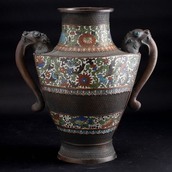 An enamelled bronze vase, Japan, Meiji period