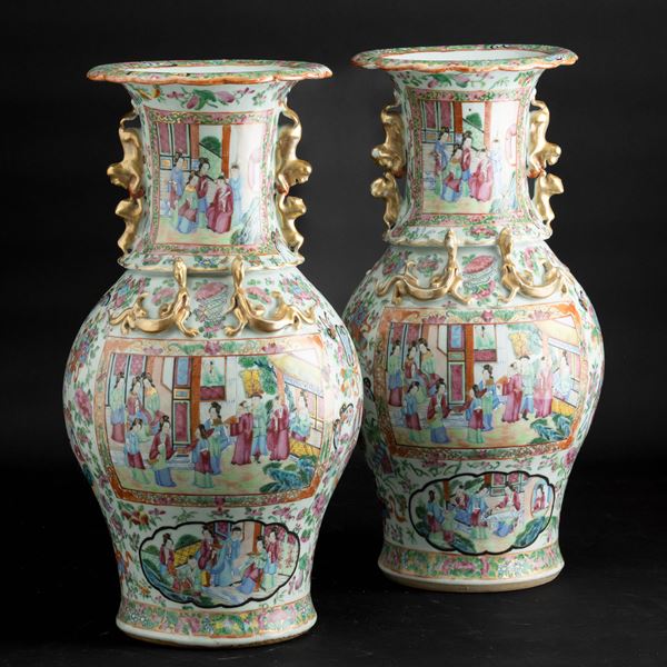 Two porcelain vases, Canton, China
