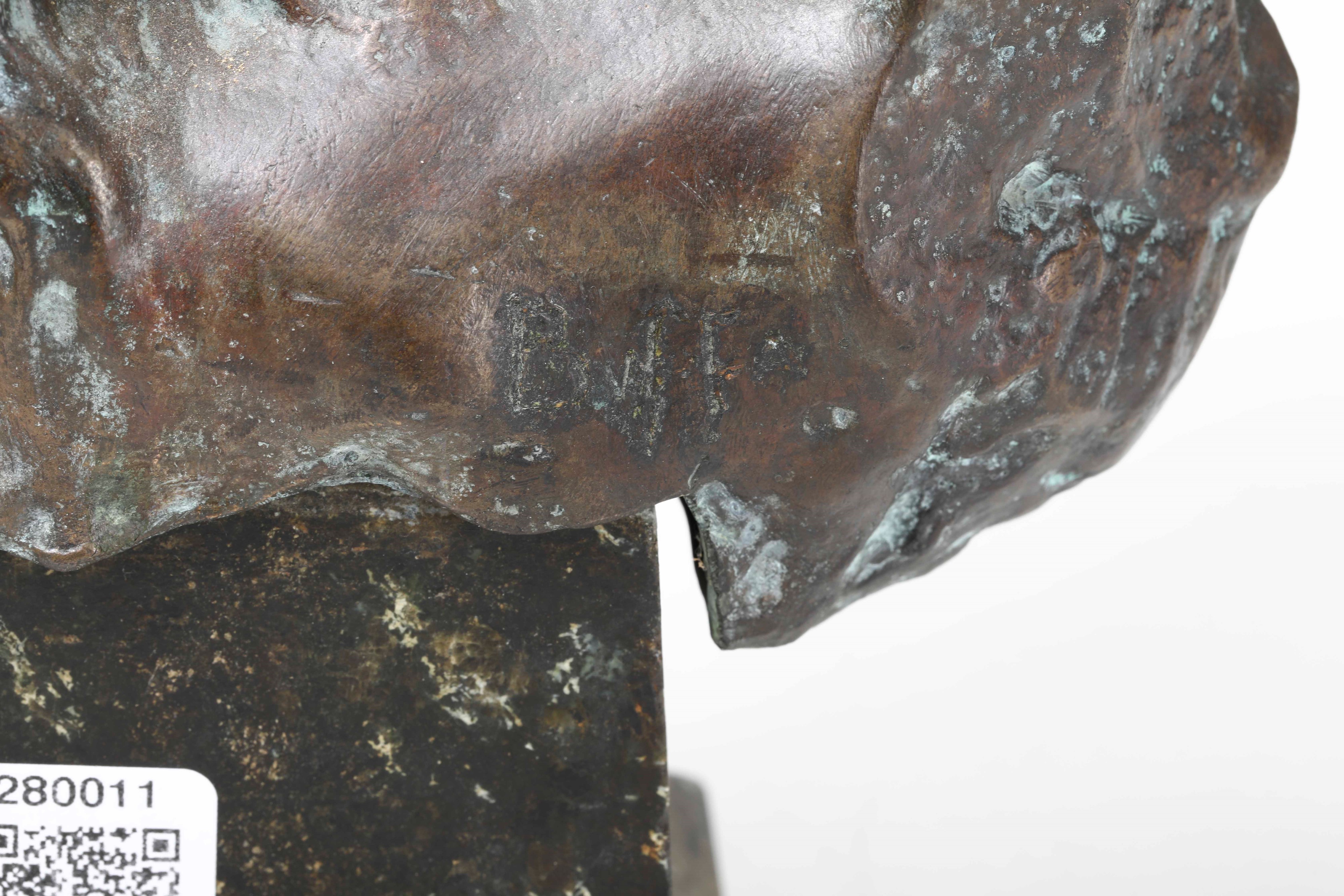 Testa di Cristo in Bronzo con Base in Marmo. Arte del XIX-XX Secolo
