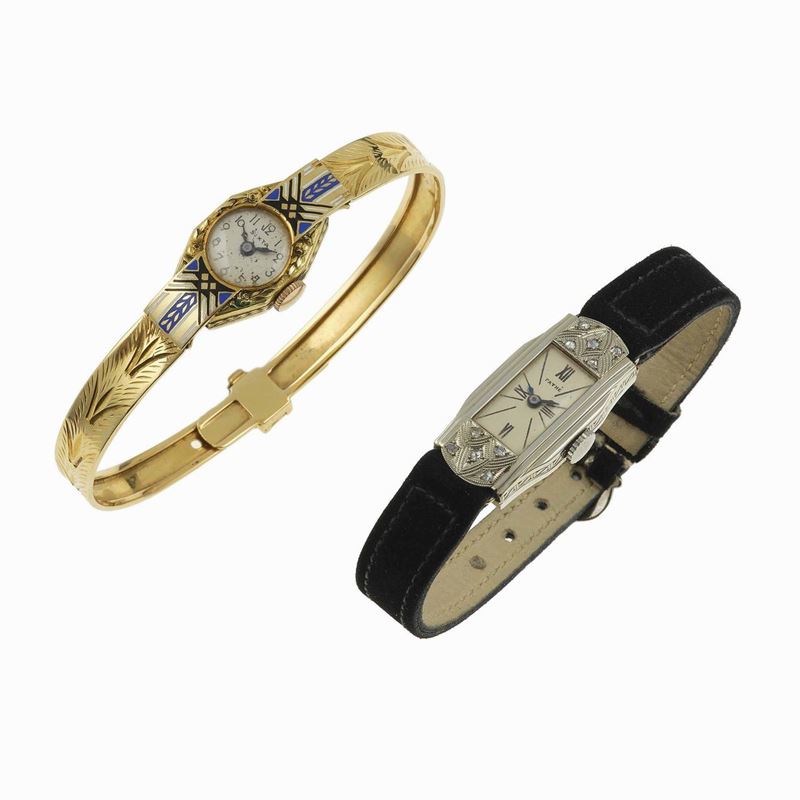 Lotto composto da due orologi con smalti e piccoli diamanti  - Asta Gioielli - Cambi Casa d'Aste