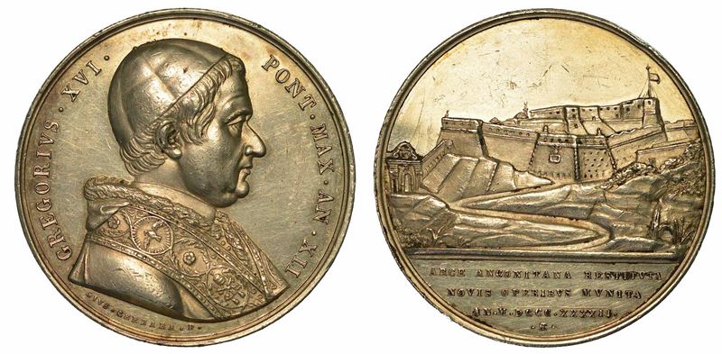 GREGORIO XVI (BARTOLOMEO ALBERTO CAPPELLARI), 1831-1846. Medaglia A. XII in argento.  - Auction Numismatics - I - Cambi Casa d'Aste