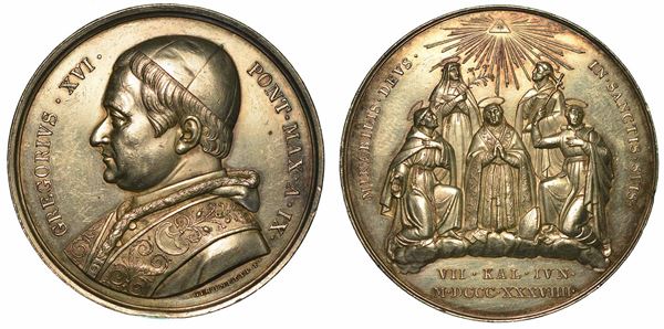 GREGORIO XVI (BARTOLOMEO ALBERTO CAPPELLARI), 1831-1846. Medaglia A. IX in argento.