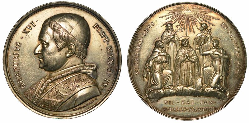 GREGORIO XVI (BARTOLOMEO ALBERTO CAPPELLARI), 1831-1846. Medaglia A. IX in argento.  - Asta Numismatica - I - Cambi Casa d'Aste