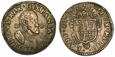 Milano. Filippo II D'asburgo, 1554-1598. Scudo D'argento 1582.