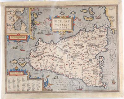 Ortelius Abraham Siciliae Veteris Typus... Anversa, 1624