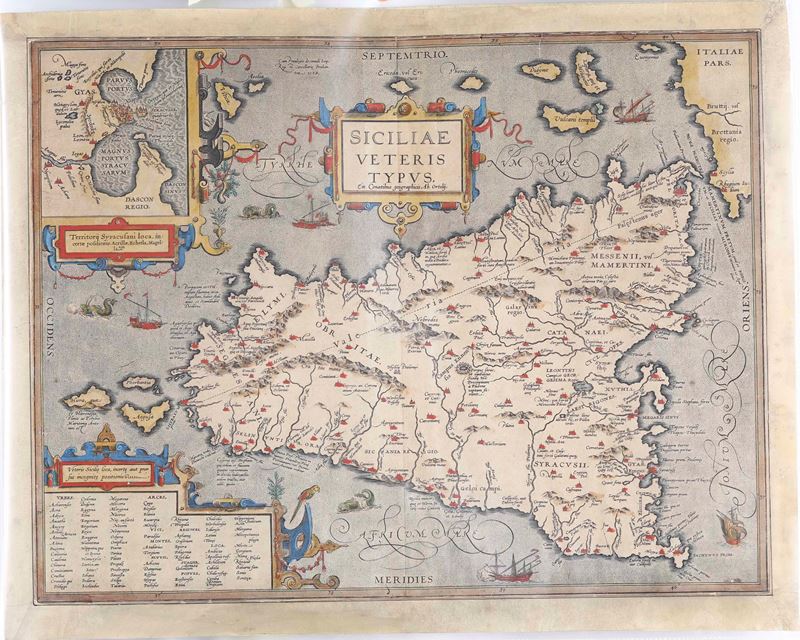 Ortelius Abraham Siciliae veteris typus... Anversa, 1624  - Asta Stampe, Vedute e Carte Geografiche - Cambi Casa d'Aste
