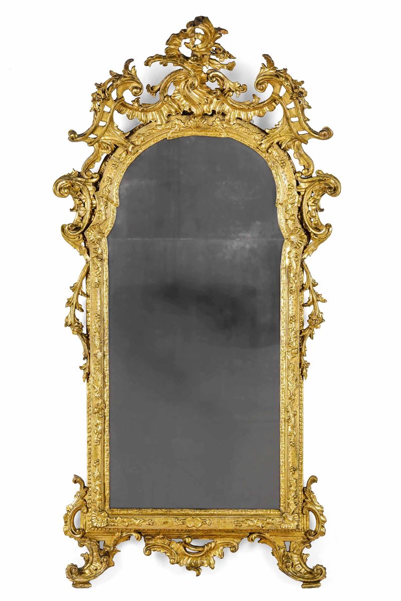 Specchiera in legno intagliato e dorato. XVIII-XIX secolo  - Asta Dimore Italiane - Cambi Casa d'Aste