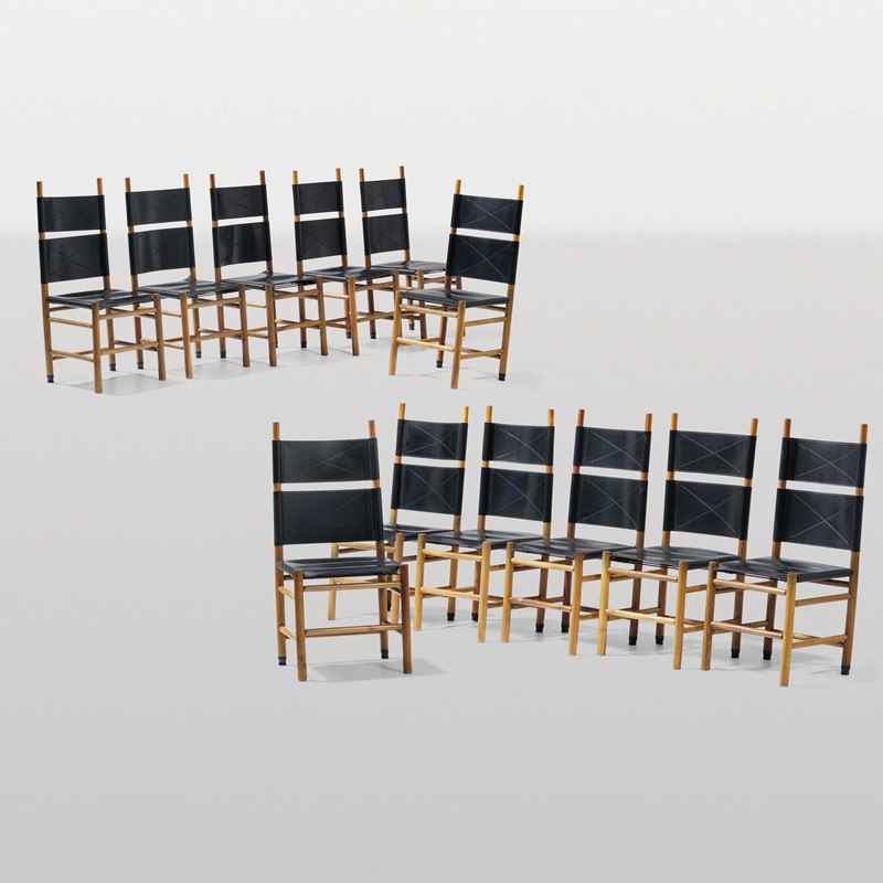 Carlo Scarpa : Dodici sedie mod. Kentucky  - Asta Design - Cambi Casa d'Aste