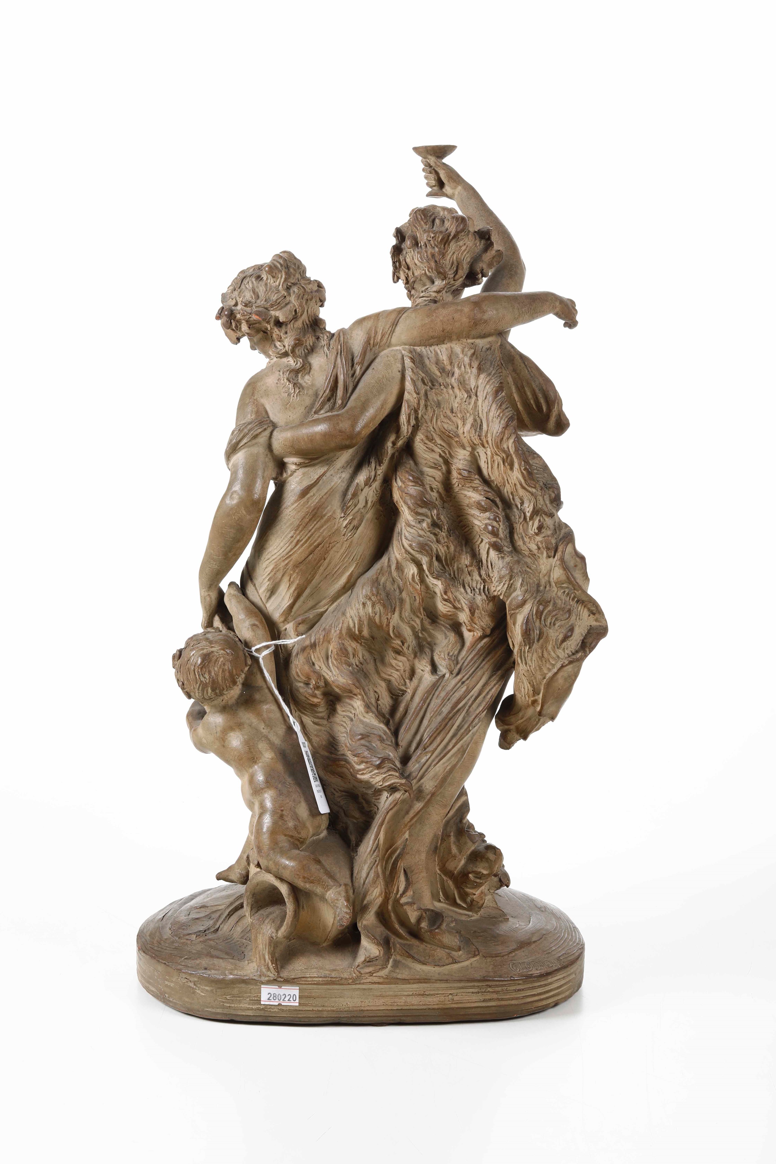Baccanale. Terracotta Patinata. da Clodion, Plasticatore del XIX-XX Secolo