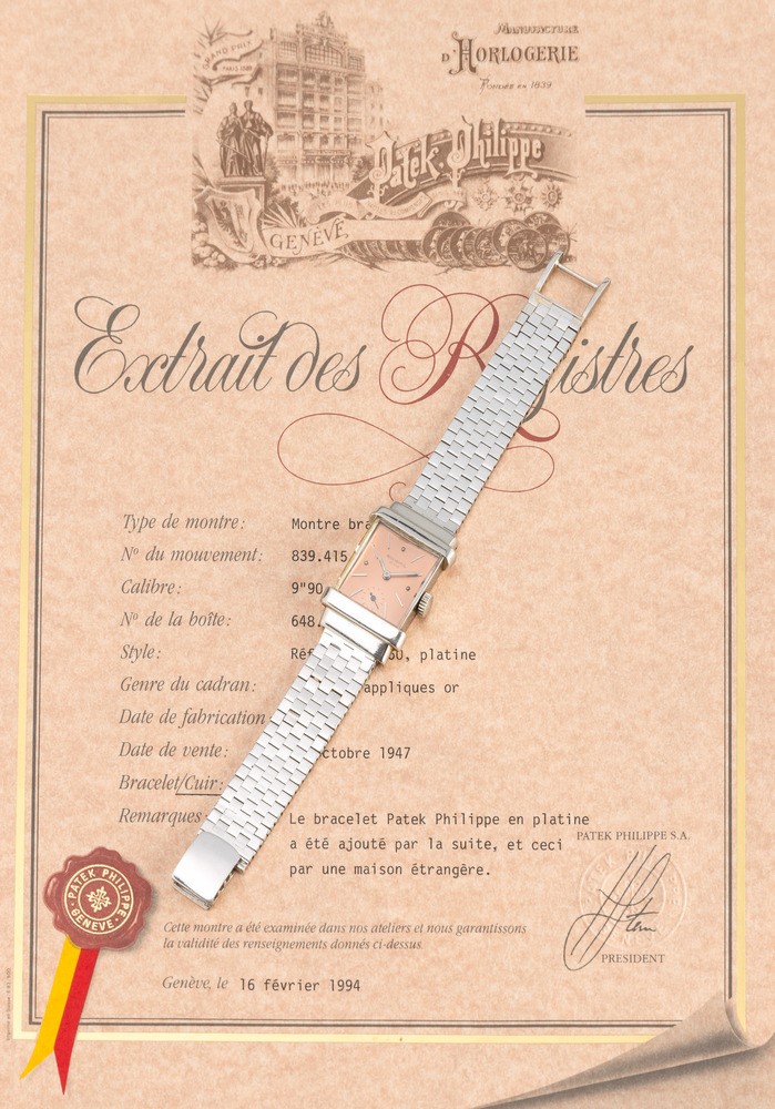 Patek Philippe - Pregiato, Raro ed Elegante Orologio da Polso "top Hat" Ref 1450 in Platino 950 c...