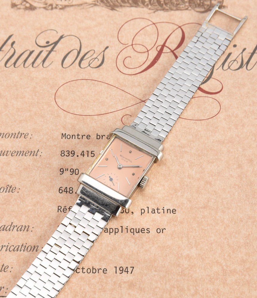 Patek Philippe - Pregiato, Raro ed Elegante Orologio da Polso "top Hat" Ref 1450 in Platino 950 c...