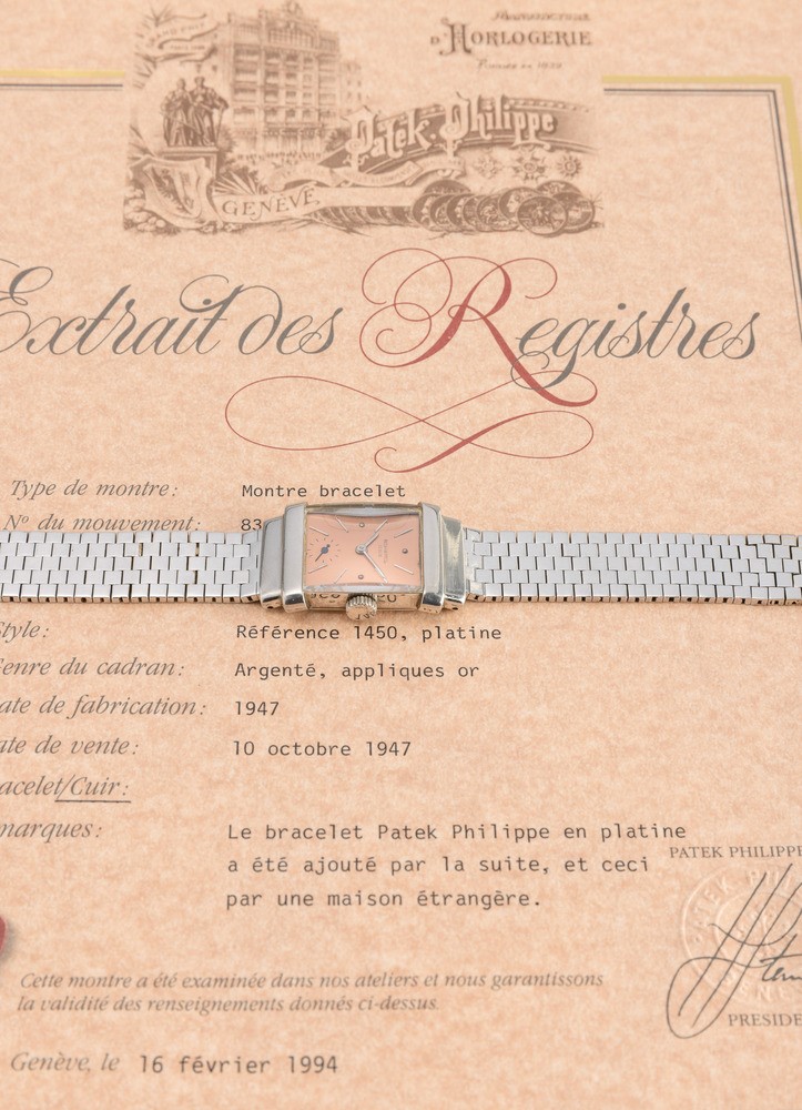 Patek Philippe - Pregiato, Raro ed Elegante Orologio da Polso "top Hat" Ref 1450 in Platino 950 c...