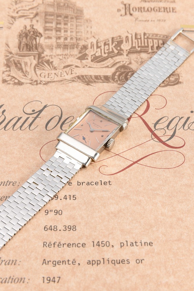 Patek Philippe - Pregiato, Raro ed Elegante Orologio da Polso "top Hat" Ref 1450 in Platino 950 c...