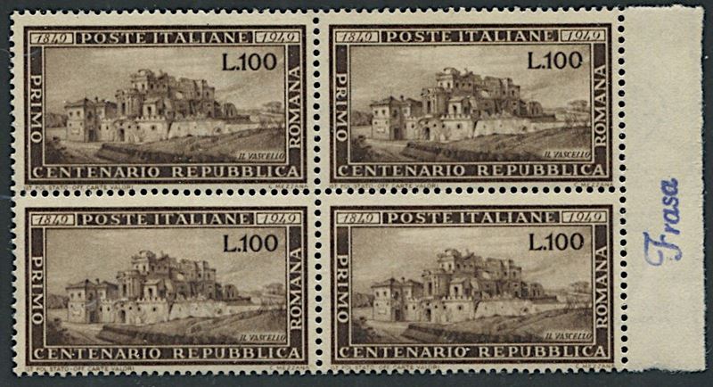 1949, Repubblica Italiana, “Centenario della Repubblica Romana”  - Asta Storia Postale e Filatelia - Cambi Casa d'Aste