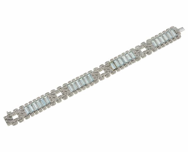 Diamond and aquamarine bracelet