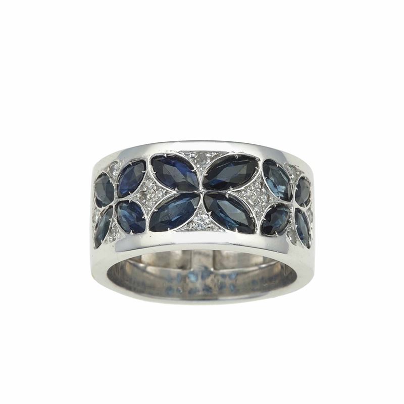 Navette-cut Sapphire ring  - Auction Jewels - Cambi Casa d'Aste