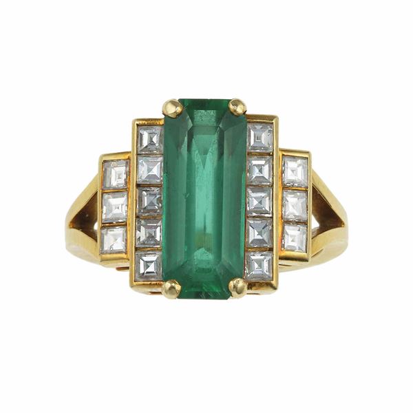 Zambia emerald ring. Signed Fasano