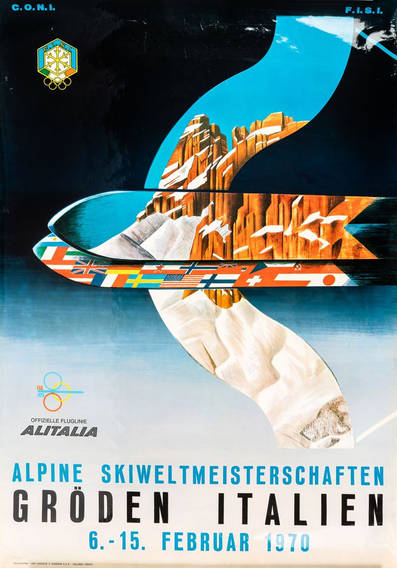 Freeman : Alitalia Campionati Mondiali di Sci - Val Gardena.  - Auction POP Culture and Vintage Posters - Cambi Casa d'Aste