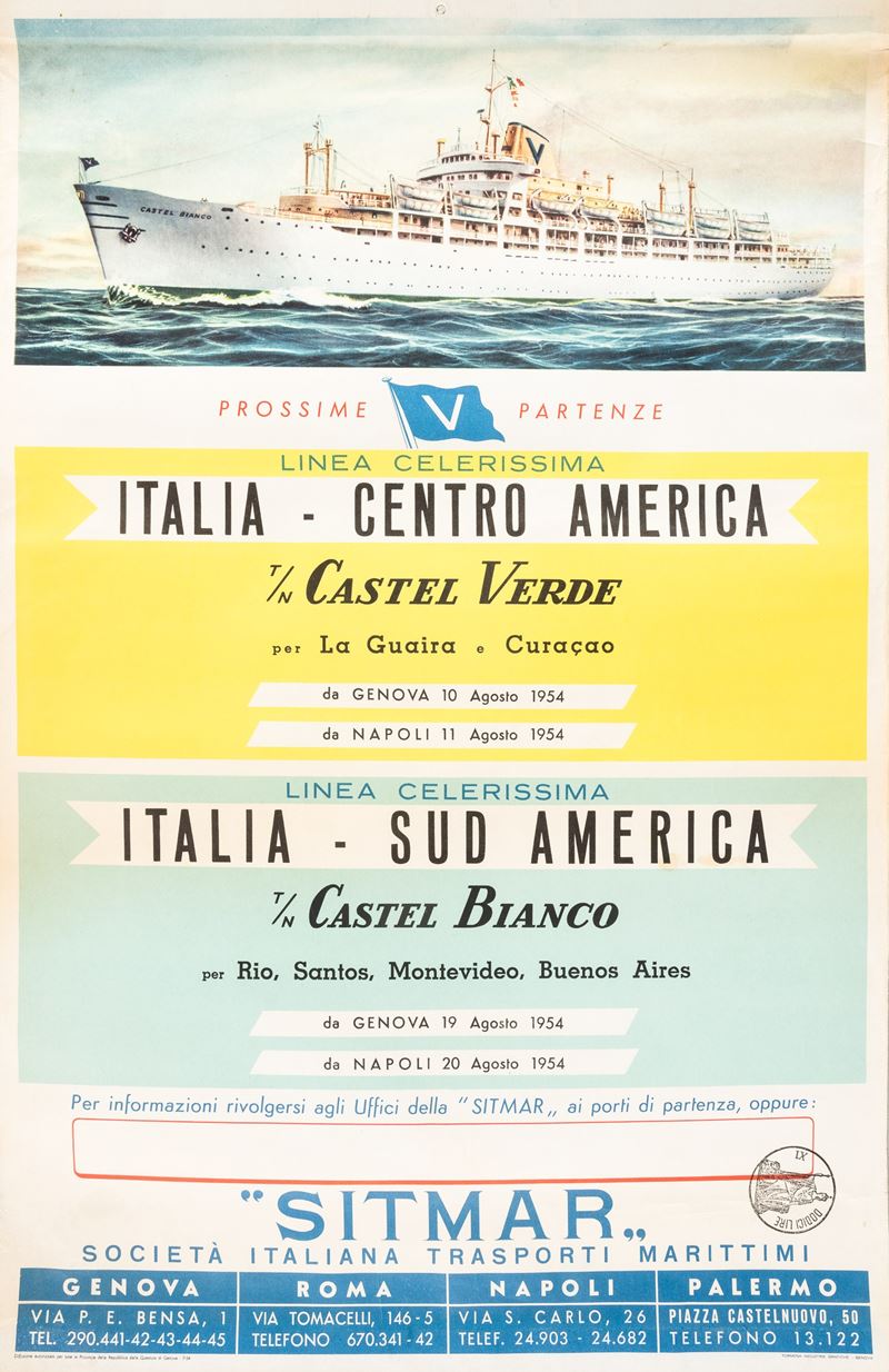 Freeman : SITMAR:  Navigazione Italia - Centro e Sud America.  - Auction POP Culture and Vintage Posters - Cambi Casa d'Aste