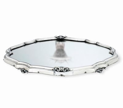Presentoire con Specchio. Argenteria Milanese del XX Secolo. Argentiere Fassi Arno