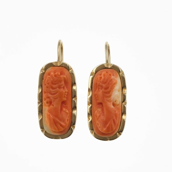 Carved coral earrings