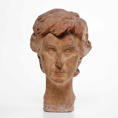 Testa di Donna in Terracotta Siglata con Monogramma, Anni ‘40