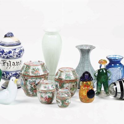 Lotto di Oggetti in Vetro e Ceramica
