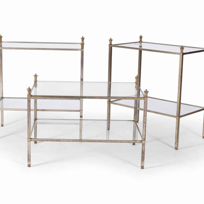 Tre tavolini in vetro e metallo  - Asta Antiquariato Luglio - Cambi Casa d'Aste