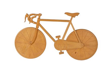 Bicicletta decorativa, legno intagliato, XX secolo