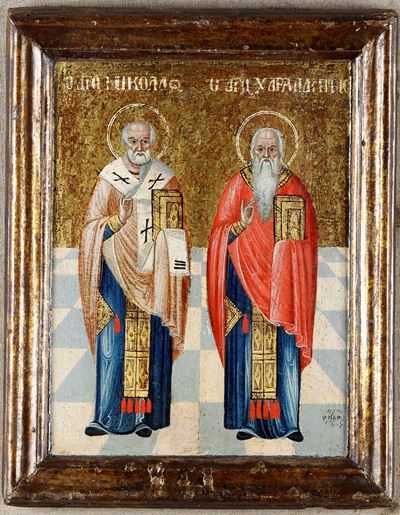Icona Raffigurante Due Santi, Russia, XIX Secolo