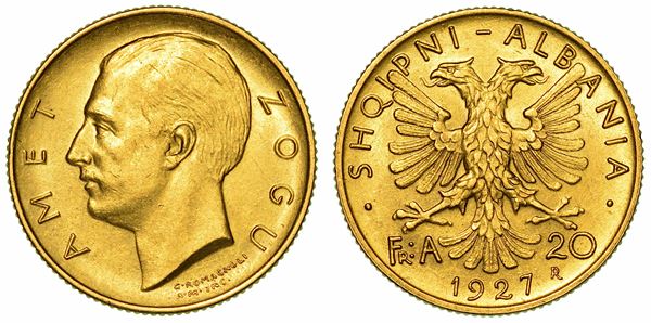 ALBANIA. AHMED ZOGU PRESIDENTE, 1925-1928. 20 Franga 1927.
