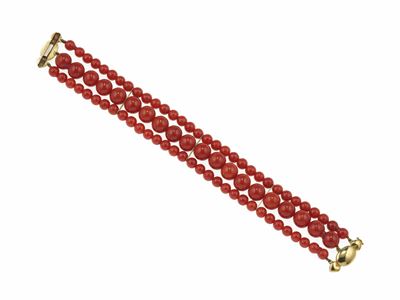 Bracciale, corallo e oro giallo 750/1000