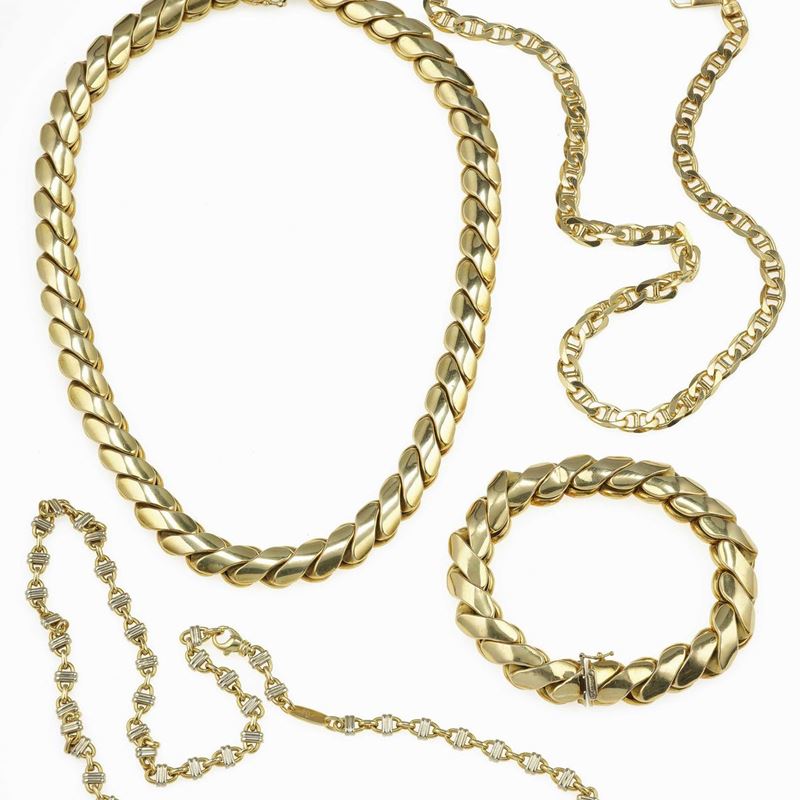 Group of two chain, one necklace and one bracelet  - Auction Jewels - Cambi Casa d'Aste