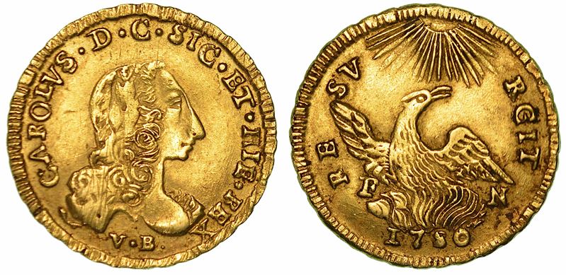 SICILIA. CARLO DI BORBONE, 1734-1759. Oncia d'oro 1750. Palermo.  - Auction Numismatics - I - Cambi Casa d'Aste