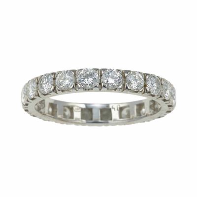 Anello rivière, diamanti taglio brillante (ct 1,60 circa) in oro bianco 750/1000